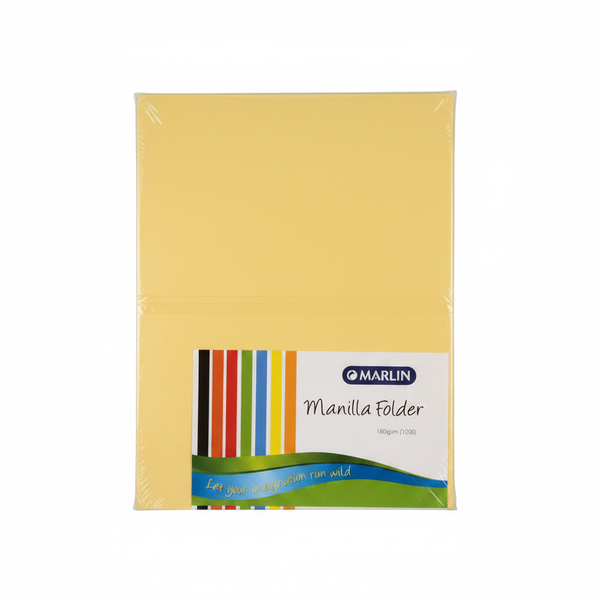 Marlin A4 Yellow Flat File Folders 100 Piece for Document Storage