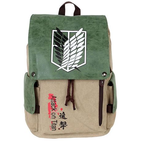 Anime Canvas And High Quality Leather Large Backpack 20L - AOT Image