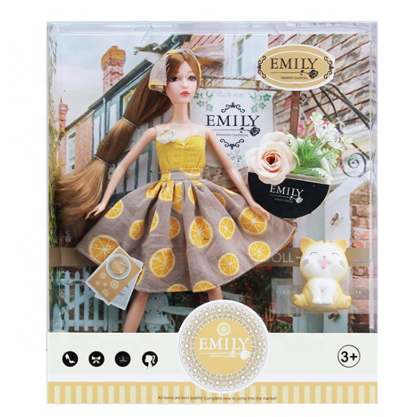 Collection Fashion Doll - Yellow Lemon &amp; Brown Hair - Beautiful dress