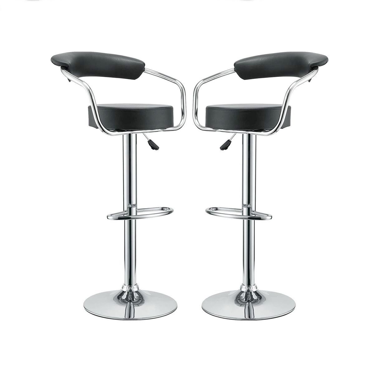 Bar Stools / Breakfast Chairs with Armrest Set of 2 Black Shop