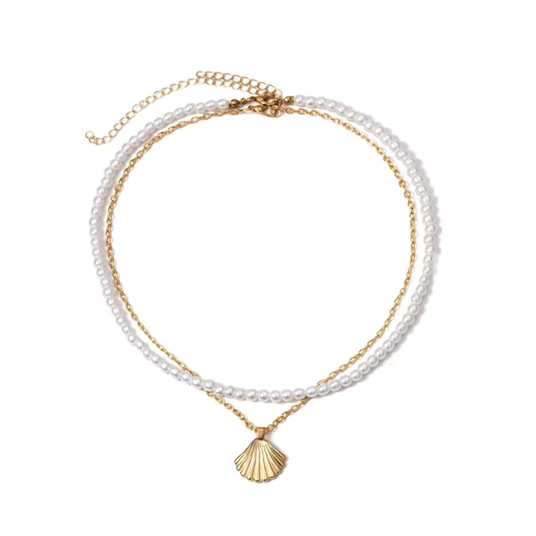 Boho Summer Pearl Shell Necklace Set