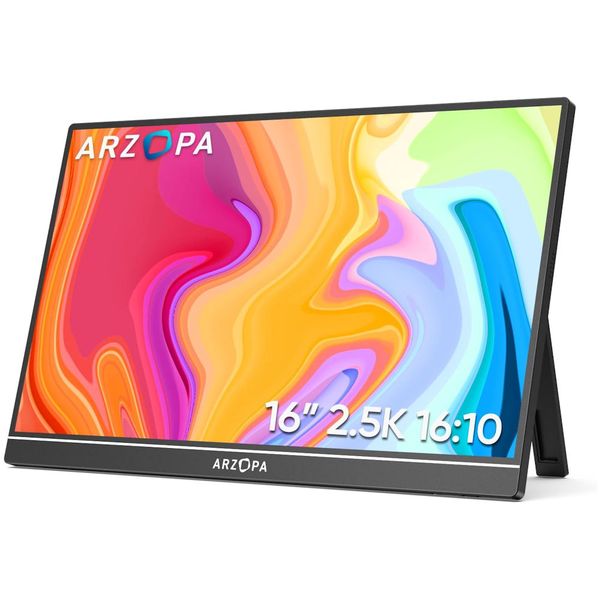 ARZOPA 16" 2.5K Portable Monitor 2560x1600 QHD IPS Display with Stand