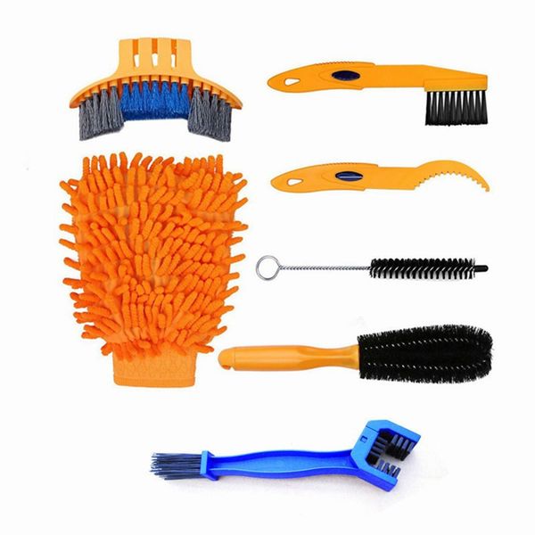 7 Piece Bicycle Motorcycle Cleaning Tool Set with Chain Cleaner