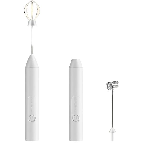 Coffee Maker(Floater)Automatic Cream Machine USB Rechargeable -White