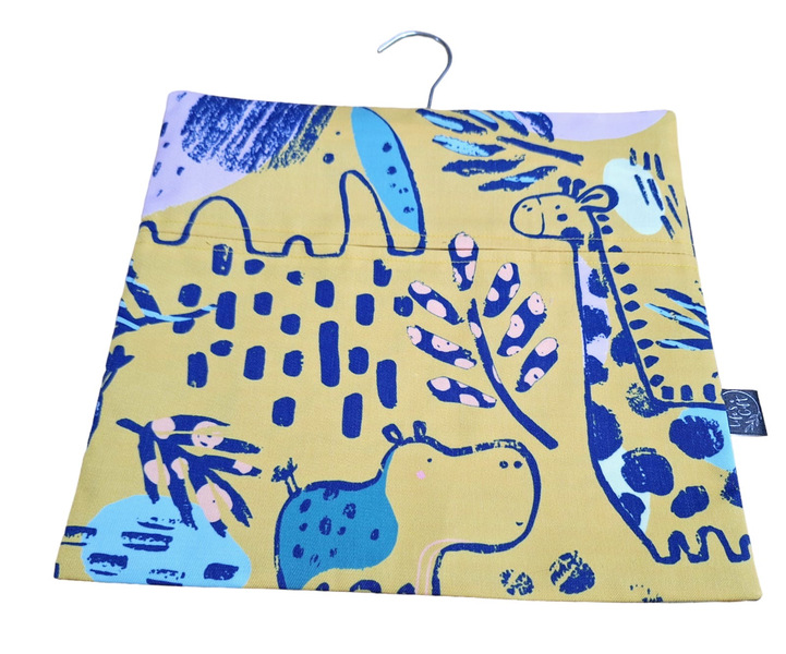 Laundry Peg Bag - Hippo, Giraffe and Elephant with Leaves