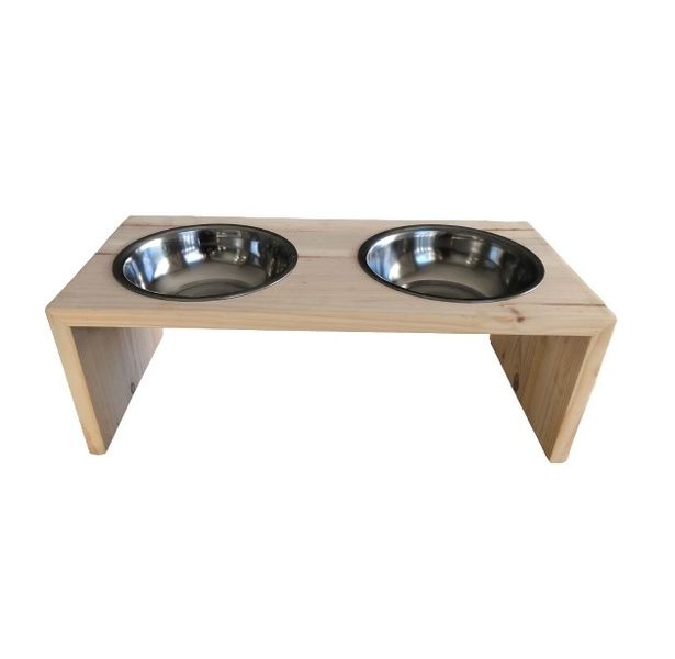 Pet Double Bowl Feeding Set with Wooden Stand - Medium To Large Dogs