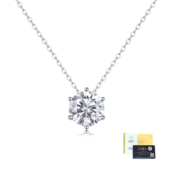 ZELTRYN Women's Necklace 925 Silver Moissanite with GRA Certificate