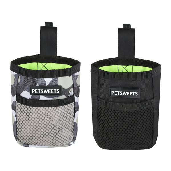 2 Pieces Small Dog Treat Bags - Black and Camouflage Color