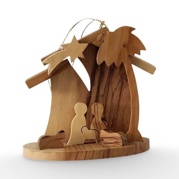 Holy Land Olive Wood Nativity - Handmade Bethlehem Tree Decoration