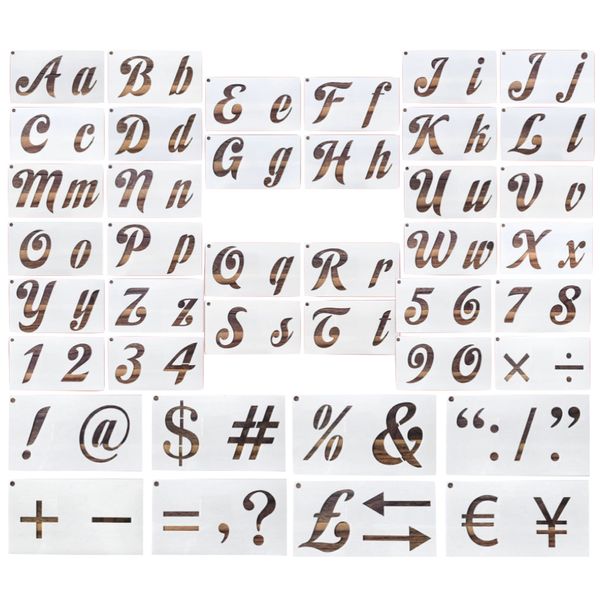 Arts &amp; Craft Alphabet Letter Numbers Signs Templates Washable Stencils 40pc