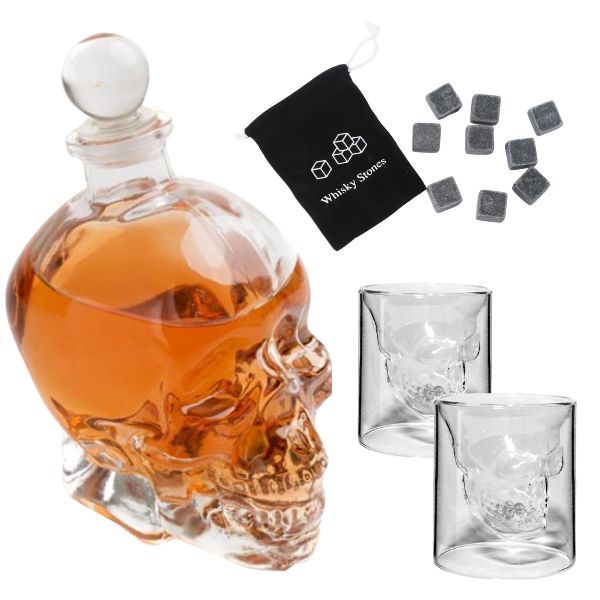 The Ultimate Whiskey Set: Decanter (750ml), 2 x Glasses &amp; Whiskey Stones