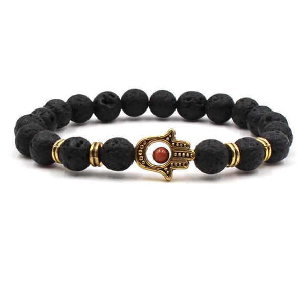 Argent Craft Lava Stone With Hamsa Hand - Gold