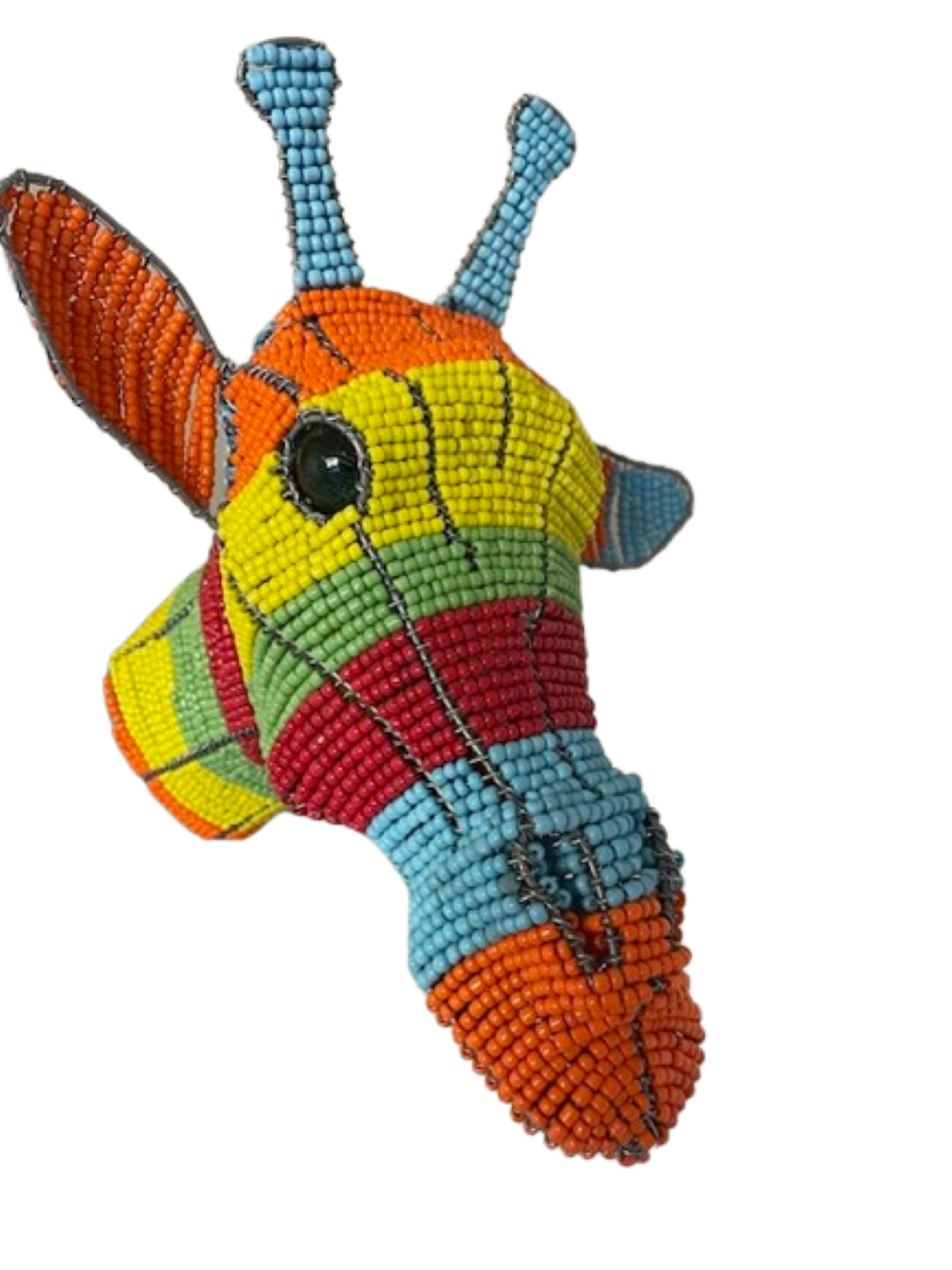 Bead and Wire MultiColour Giraffe Head Wall Decor Art Handmade