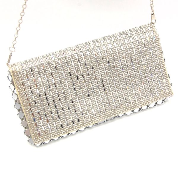 Shimmering Silver Diamanté Clutch Bag