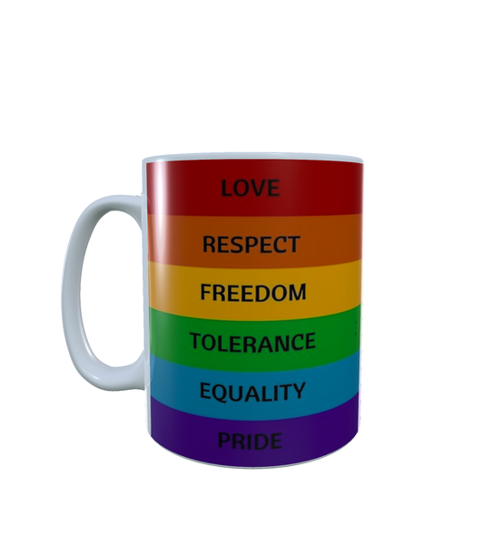 LGBTQ - Love, Respect, Freedom, Tolerance - Aesthetic - Coffee Mug