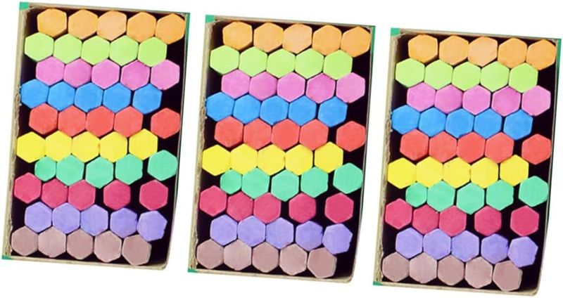 3 Boxes of Hexagonal Dust- Chalks Blackboard Chalks for Boys and Girls