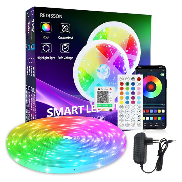 Redisson 10m RGB Strip Lights with APP and Remote Control Waterproof