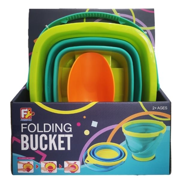 SourceDirect - Collapsible Silicone Beach Bucket with Orange Shovel (2.5L)
