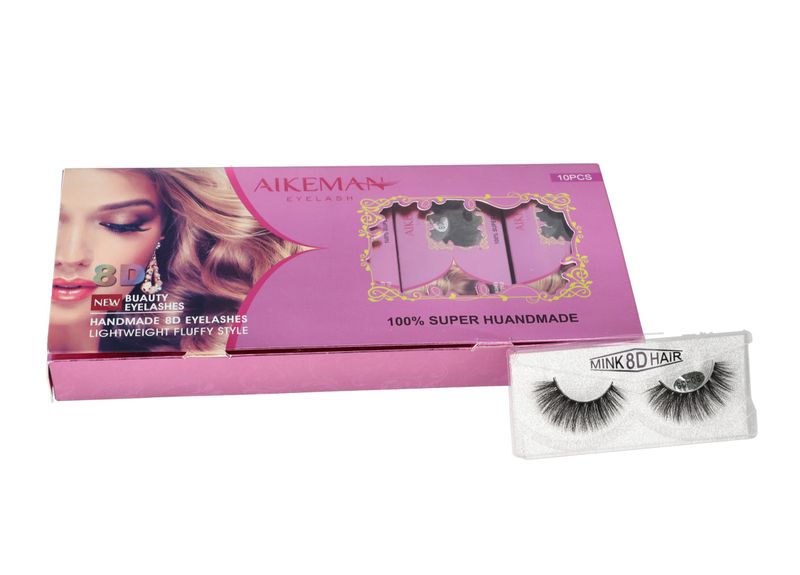 AIKEMAN 8D Mink Eyelashes - Handmade Fluffy Lashes (10 Pairs)
