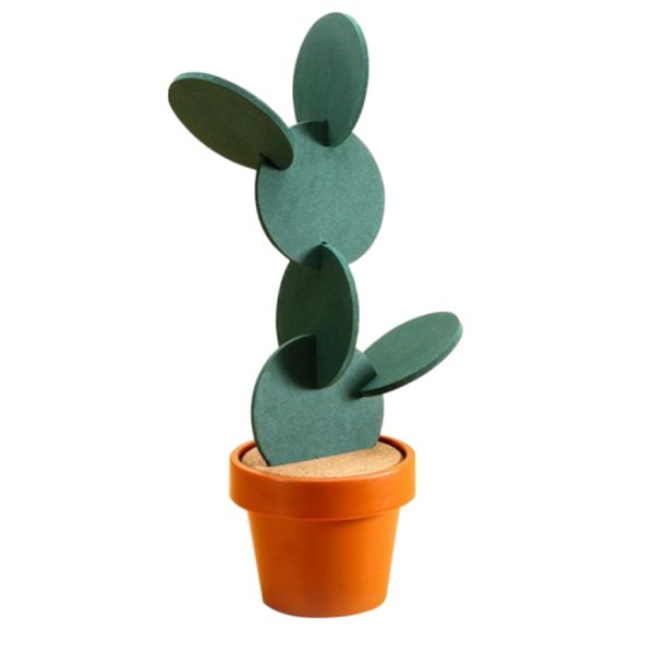 Kitchen Decor Cactus Cup Coaster with Flower Pot Holder Set of 6 (30 cm)