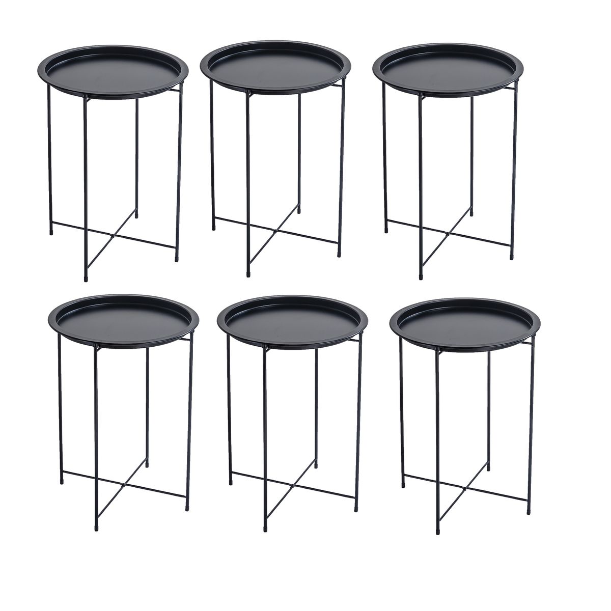 Steel Side Table End Table Coffee Table 6in1 Set Black Shop Today