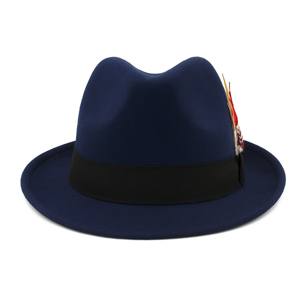 Blue Fedora Panama Trilby Hat - 58 cm