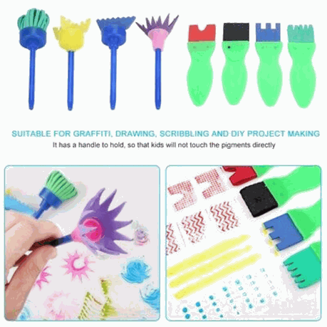 Z Liant 31 Pieces Kids Art Craft Assorted Painting Drawing Tools Mini Early  Learning Kids Painting Set Sponge Brush Flower Patte - 31 Pieces Kids Art  Craft Assorted Painting Drawing Tools Mini