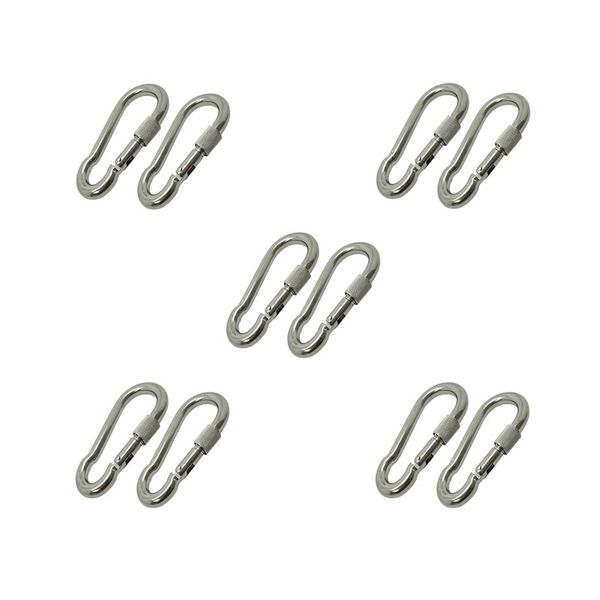 10-Piece Of 50mm Stainless Steel Carabiner Spring Hook SD-30780