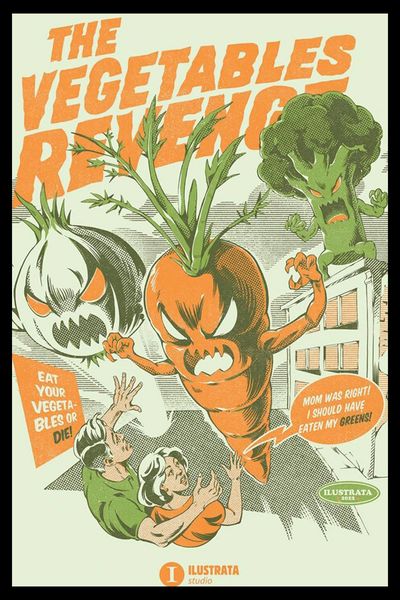 Ilustrata (The Vegetables Revenge) Poster with Black Frame