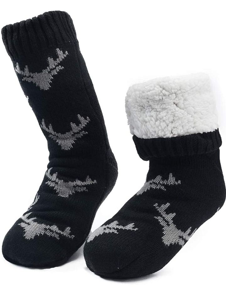 fleece lined non slip socks