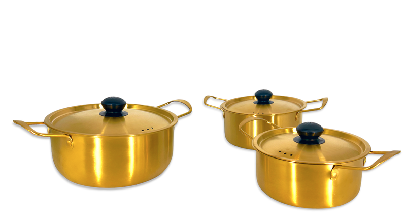IYEN Set of 3 Stainless Steel Ramen Pot - Gold