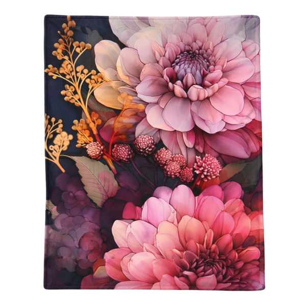 Pink Dahlia Fleece Blanket (130 x 150 cm)