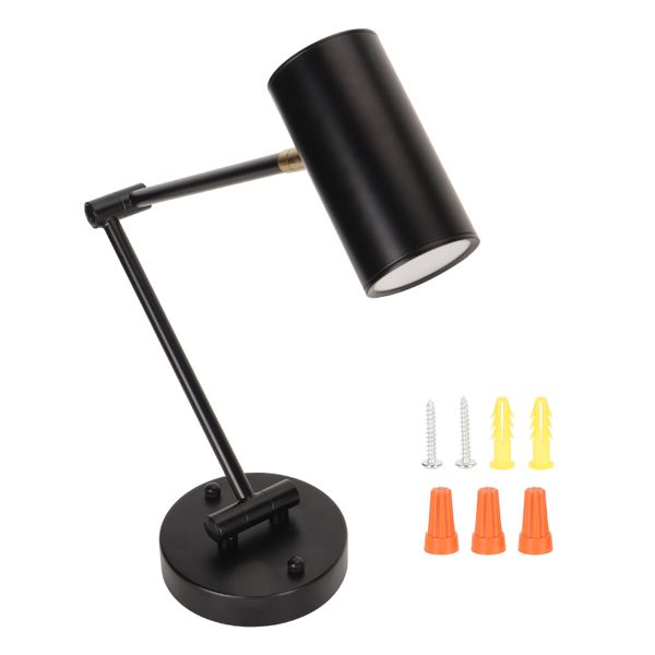 White Swing Arm Wall Lamp With Warm Light Bulb