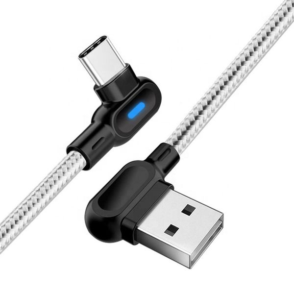 TYPE-C LED Dual Elbow 90 Degree USB Charging Cable - 2m