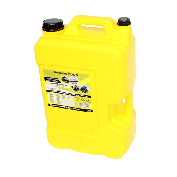 Jerry Can - Refillable Empty 25L Petrol Can with Spout - Yellow