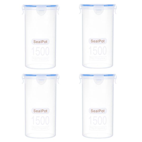 4 Pack 1500ml Airtight Food Storage Containers - Transparent