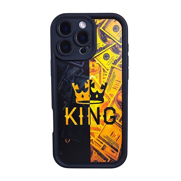 Bubble Phone Case with King Print and Pro Cam Compatible With Iphone 16 Pro - Black