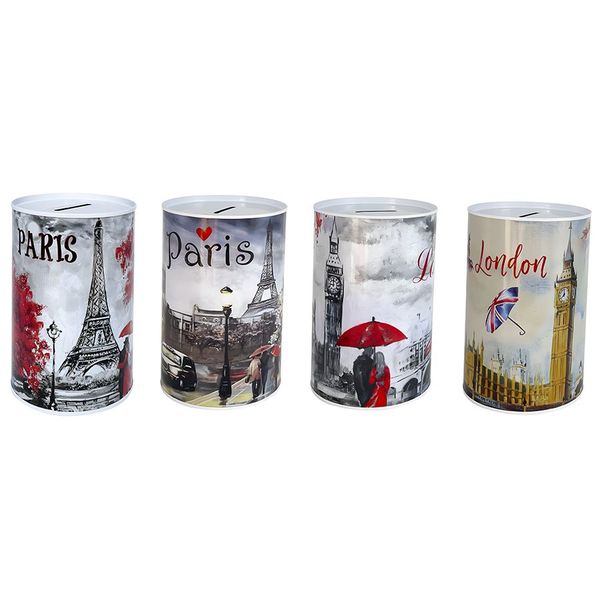 XL Travel-Themed Paris &amp; London Savings Bank In 4 Designs