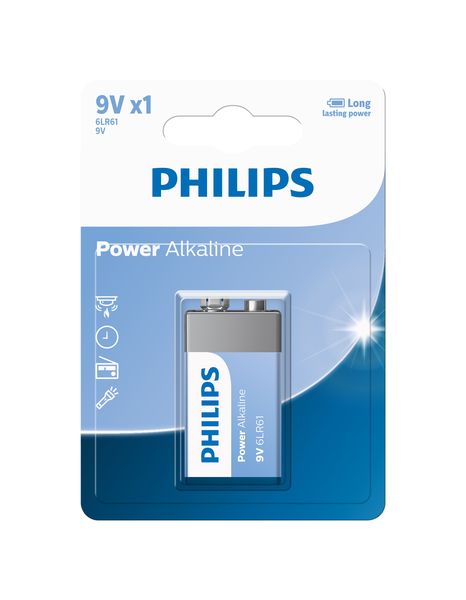 Philips Alkaline 6LR61P1B 9V Battery