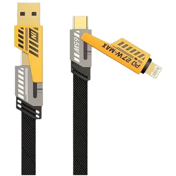 4-in-1 USB-C Cable with Hook Fastener Compatible with Mobile Phones