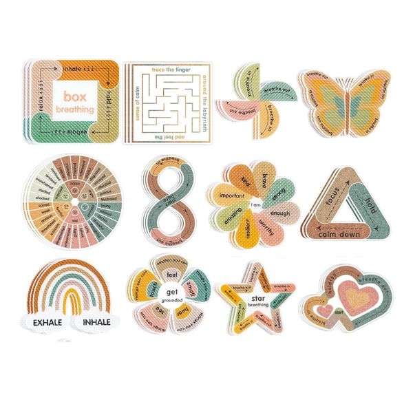36-Pack Sensory Calming Stickers, Textured Fidget Strips for Stress Relief