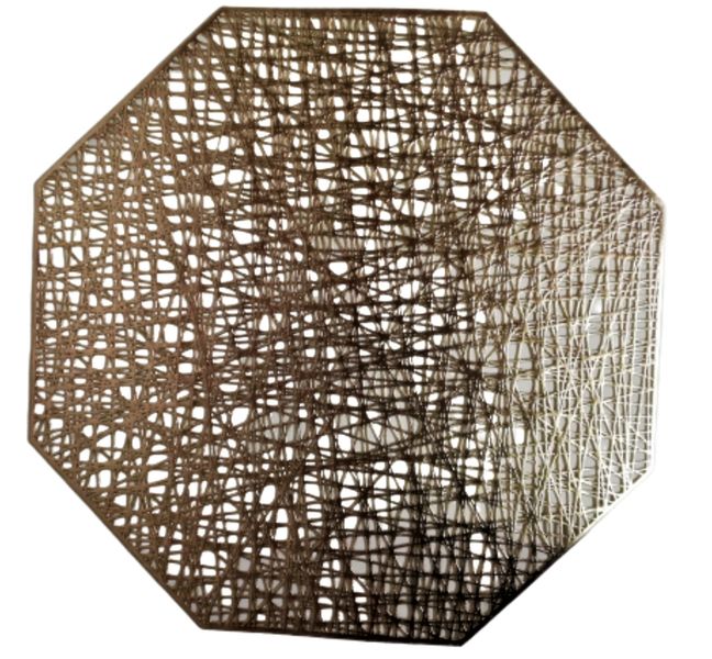 Placemat 6 Piece 38cm Hexagon Gold