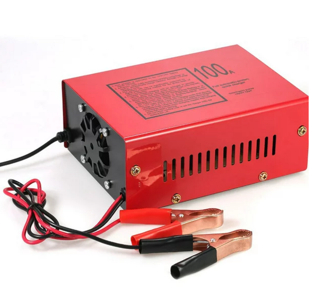 12V/24V100AH Universal Car Battery Motorcycle Charger Lead Acid Battery-Red
