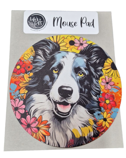 Funky 20cm Round Mouse Pad - Colourful Border Collie