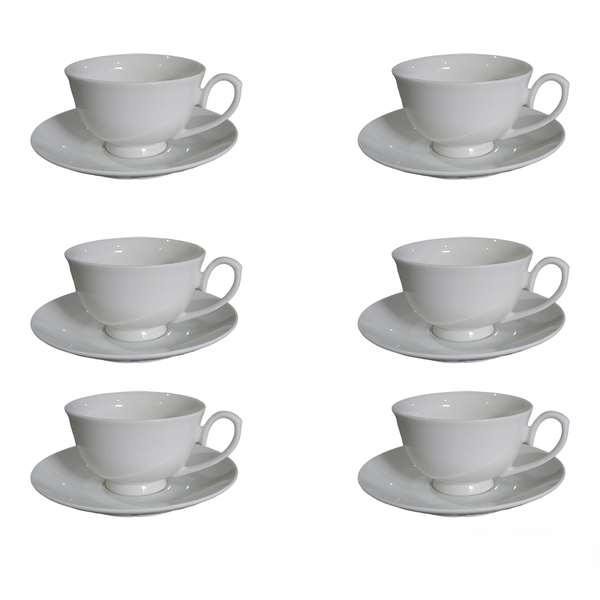 Cup &amp; Saucer Royal Collection White Porcelain - 12-Piece - 250ml
