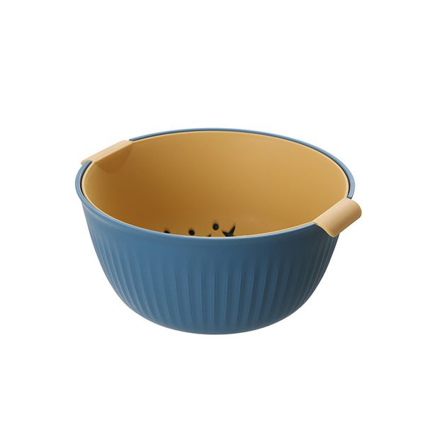 Double Layer Mixing Bowl with Integrated Colander Strainer Basket