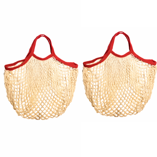 2 Piece Reusable Cotton Mesh Grocery Shopping Bags Washable Market Tote