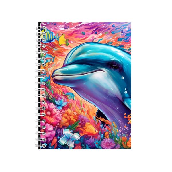 Dolphin Irises Bottlenose Neon Notebook Gift Idea A4 Notepad Pad 74