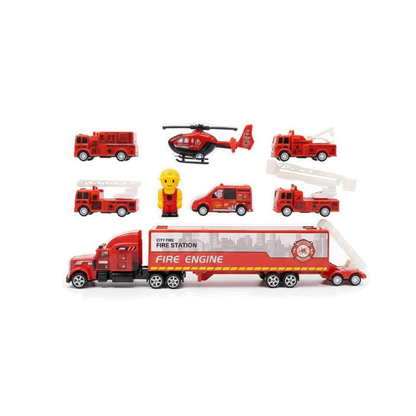 Fire Engine Rescue Transport Truck Playset
