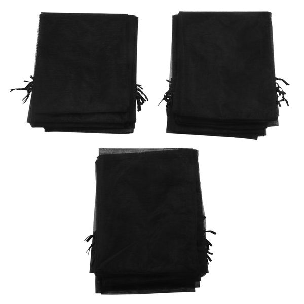 30Pcs Black Organza Wine Bottle Bags, Sheer Mesh Bottle Gift Pouches Wine C